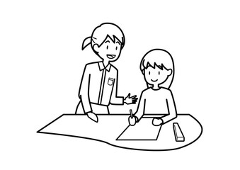 勉強を教えてもらっている子供 02