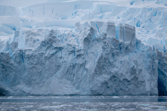 Blue snow in Antarctica. South Pole.