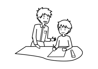 勉強を教えてもらっている子供 08