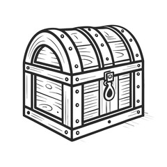 Vintage Wooden Treasure Chest Illustration for Adventure Themed Projects and Crafts