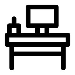 working desk station table office. minimalist outline icon for web and app