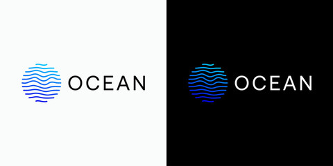 Ocean wave shape line vector logo design with modern, simple, clean and abstract style. Icon for business, and personal branding.