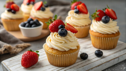 Vanilla Cupcakes with Fresh Berries &ndash; Gourmet Dessert Photography