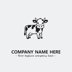 Cow illustration black and white for logo company vector image
