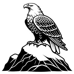 Obraz premium Majestic Eagle Perched on Mountain Peak Symbol of Freedom and Strength for Graphic Design