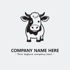 Cow illustration black and white for logo company vector image
