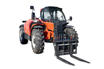 Agricultural tractor loader isolated on white