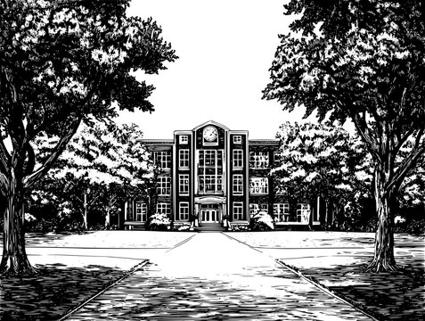 Vocational school fantasy architecture, Vocational school vector image