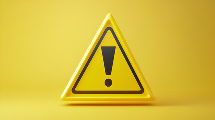 alert sign, attention mark, caution. Isolated yellow triangle with exclamation mark