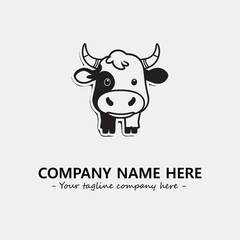 Cow illustration black and white for logo company vector image
