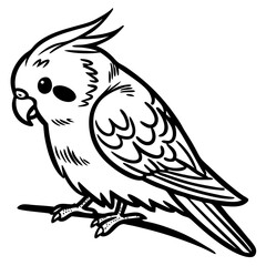 Obraz premium Detailed Cartoon Cockatoo Bird Illustration Ideal for Coloring Books and Tattoo Designs