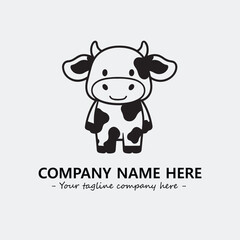 Cow illustration black and white for logo company vector image
