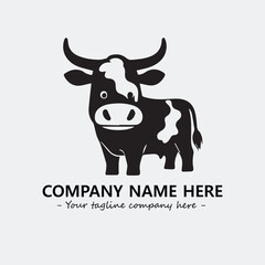 Cow illustration black and white for logo company vector image

