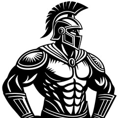 Fototapeta premium Powerful Spartan Warrior Silhouette Illustration for Tattoos and Graphic Design