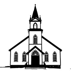 Traditional Gothic Church Vector Outline Design for Creative Projects and Illustrations