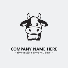 Cow illustration black and white for logo company vector image
