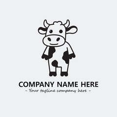 Cow illustration black and white for logo company vector image
