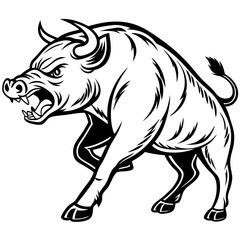 Fototapeta premium Intense Boar Illustration for Tattoos and Graphic Designs Featuring Bold Lines and Detailed Features