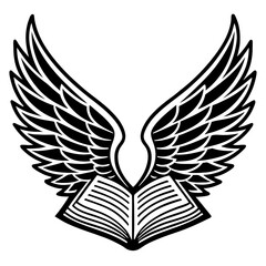 Fototapeta premium Wings Embracing Open Book Symbolizing Knowledge Freedom and Imagination