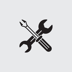 Maintenance Symbol – Black Repair Tools Silhouette Vector

