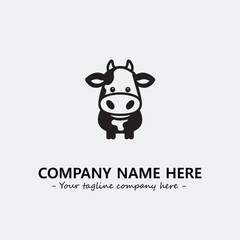 Cow illustration black and white for logo company vector image
