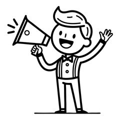 Fototapeta premium Cheerful Boy with Megaphone Expressing Excitement for Announcements and Celebrations