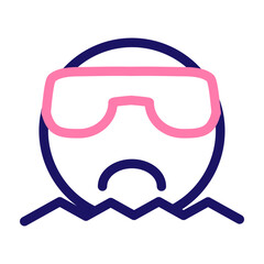 emoji swimming Vector Line Two Color Icon Design