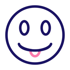 emoji tongue out Vector Line Two Color Icon Design