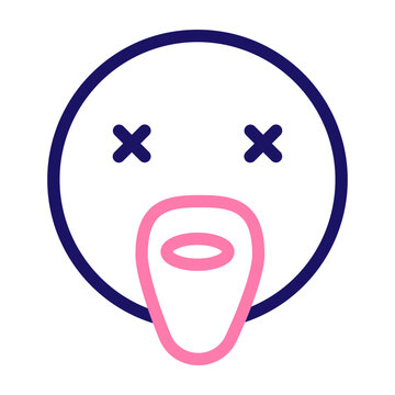 emoji french breard man Vector Line Two Color Icon Design