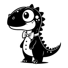 Fototapeta premium Cute Dinosaur Character in Tuxedo for Children's Illustrations Coloring Books and Party Themes