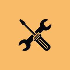 Maintenance Symbol – Black Repair Tools Silhouette Vector

