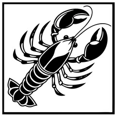 Fototapeta premium Bold Lobster Illustration Ideal for Tattoo Design and Coloring Book Themes
