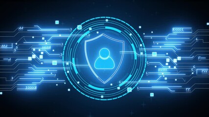 Cybersecurity shield lock icon hologram security breach computer hacking attack warning message hacked alert virtual hud finance data privacy VPN service protection Block chain crypto wallet  - Powered by Adobe