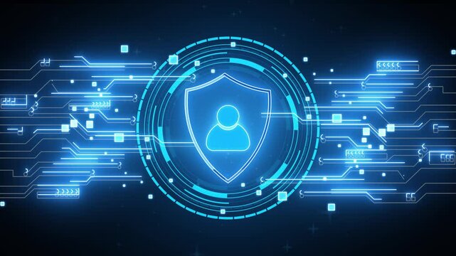 Cybersecurity shield lock icon hologram security breach computer hacking attack warning message hacked alert virtual hud finance data privacy VPN service protection Block chain crypto wallet 