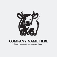 Cow illustration black and white for logo company vector image
