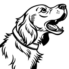 Illustration of a Proud Golden Retriever Dog Head with Detailed Fur and Expression for Creative Design