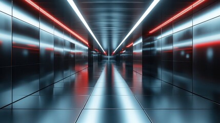 Futuristic tunnel interior perspective