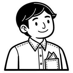 Obraz premium Friendly Young Man in Business Attire Smiling with Pockets for Creative Design Projects