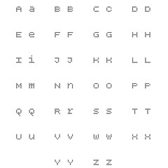 Dot matrix style English alphabet with uppercase and lowercase letters in a digital dot pattern, perfect for retro and tech-themed designs.
