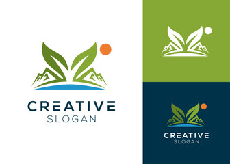 Leaf and water logo design for eco friendly