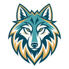 Fototapeta premium Stylized Wolf Head Illustration with Bold Colors for Creative Projects Tattoo Designs and More