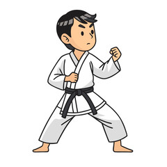 Fototapeta premium Karate Boy Pose in Martial Arts Uniform for Fitness and Empowerment Projects