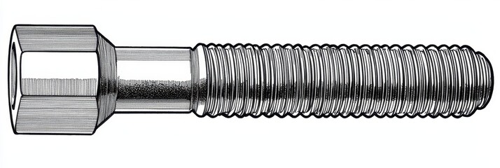 Hex Socket Head Cap Screw, Technical Drawing Illustration