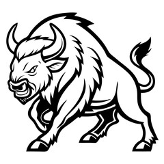 Obraz premium Dynamic Powerful Bison Illustration for Tattoos and Graphic Design Projects
