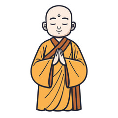 Obraz premium Praying Monk in Traditional Robes Peaceful Meditation Vector Art for Spiritual Themes