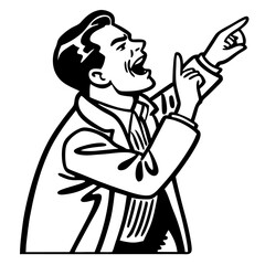 Animated Man in Suit Gesturing with One Hand Expressing Passion and Enthusiasm