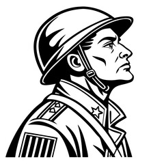 Obraz premium Detailed Vintage Soldier Portrait Illustration for Military Themes and Graphic Design Projects