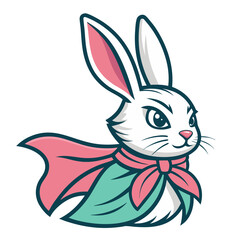 Obraz premium Heroic White Rabbit with Cape and Bow Tie for Fun Illustrations and Playful Designs