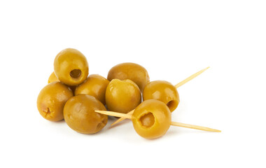 Green olives isolated