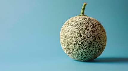 Fresh Ripe Melon on Blue Background with Intricate Texture Pattern